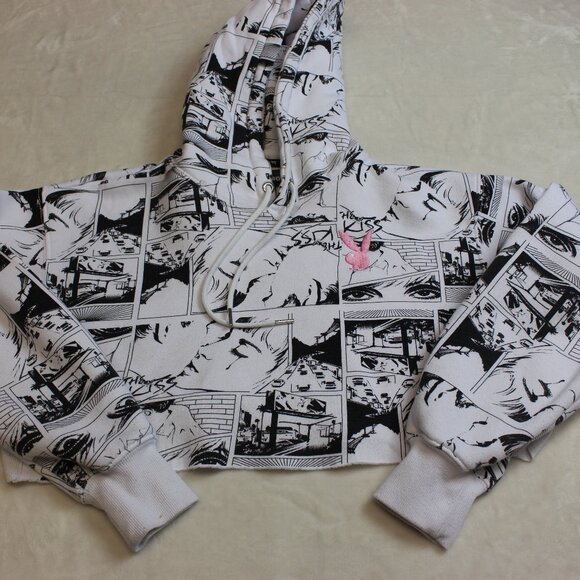 Playboy Bunny Cropped Graphic Hoodie Womens M - Picture 4 of 6